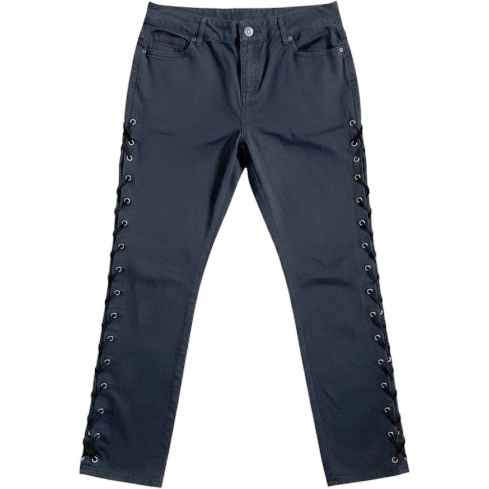 Harley-Davidson Pants Women 10 Navy Stretch Lace Up‎ Side Biker Goth Edgy